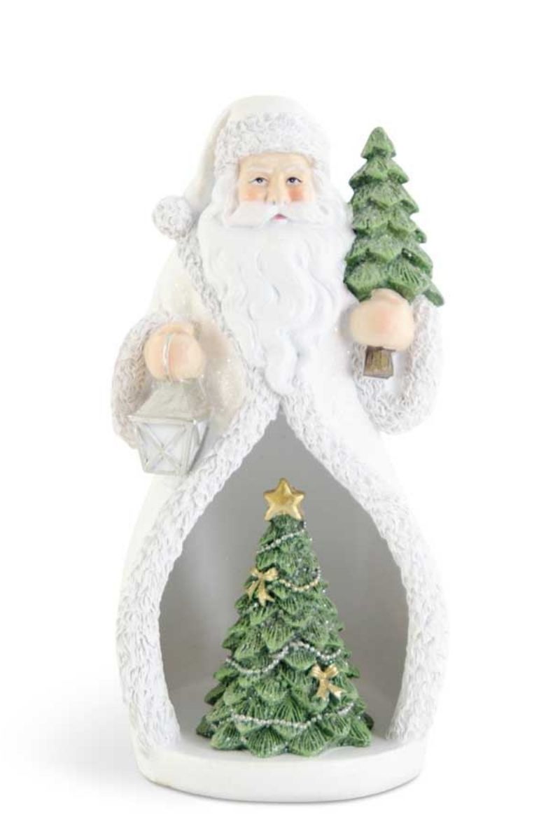 SANTA LED W/XMAS TREE WH GLT 7