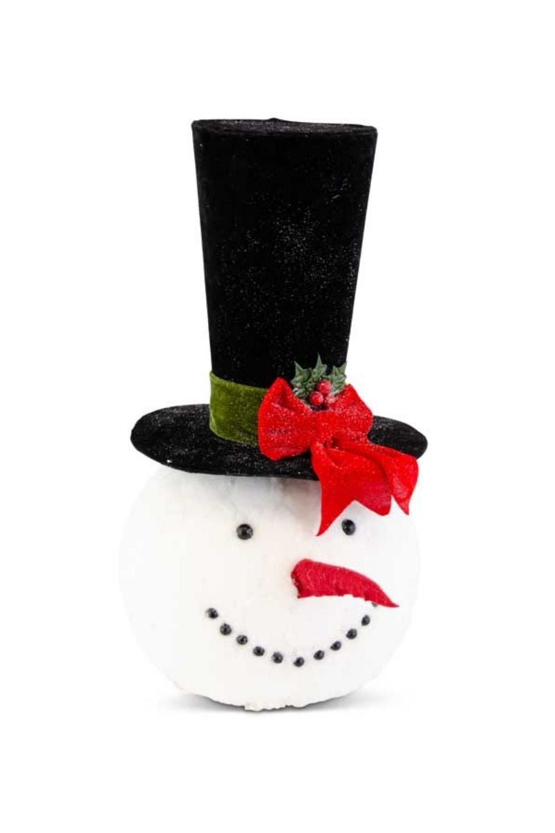 GLITTERED SNWMN HEAD W/TOP HAT