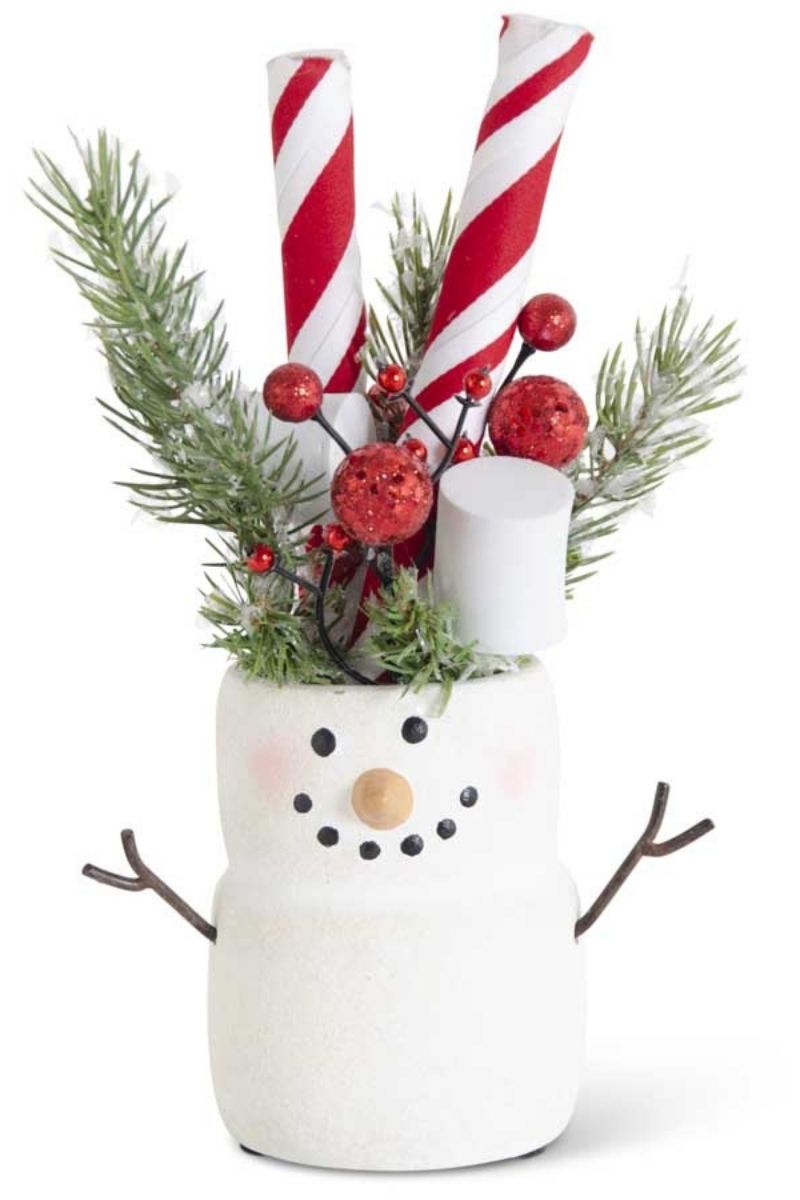 Marshmallow Snowman with Peppermint Stick