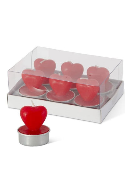 CANDLE, T-LITE S/6 RED HEART