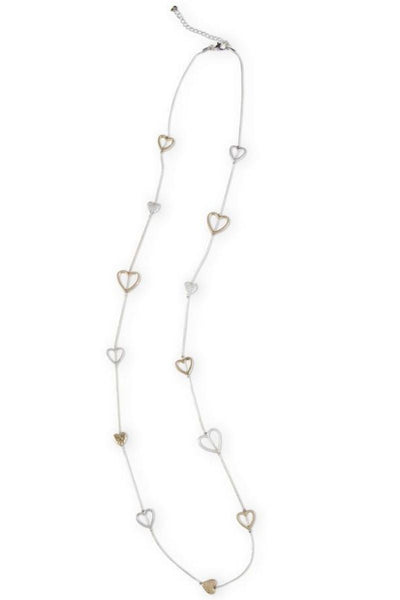 NECKLACE, TWO TONE HEART CHAIN