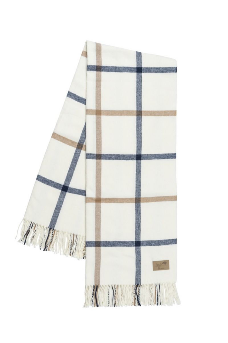 Lands Downunder Tattersall Throw Navy/Carmel Plaid