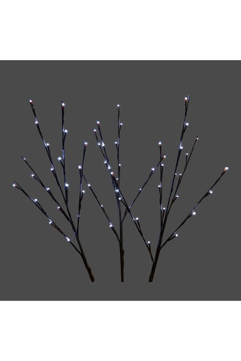 Twigs Battery Operated Set of 3 60 Lights Pure White