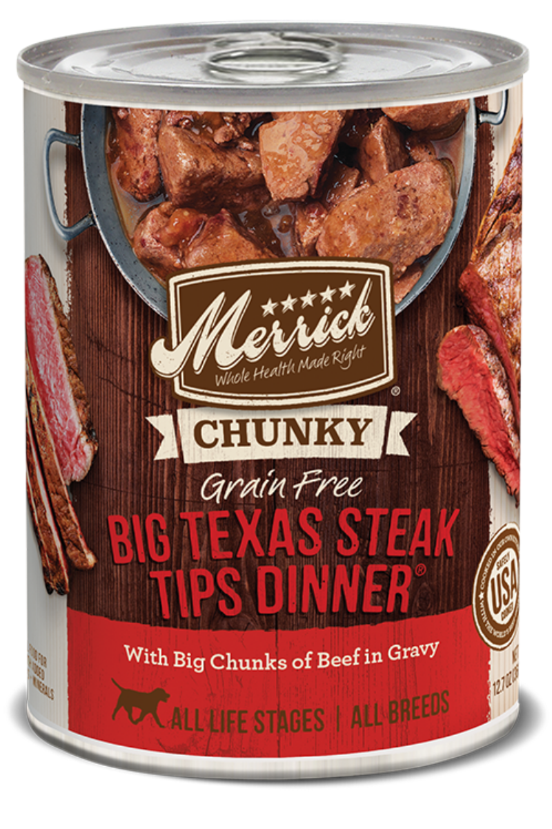 Merrick Grain Free Big Texas Steak Tips Wet Dog Food 12.7 oz