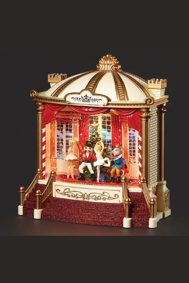 Musical LED Swirl Stage with Nutcracker 9.25" Port/Cord or Requires Battery