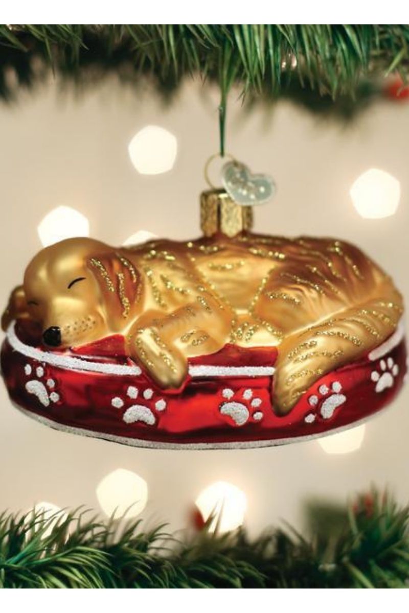 Sleepy Golden Retriever Ornament