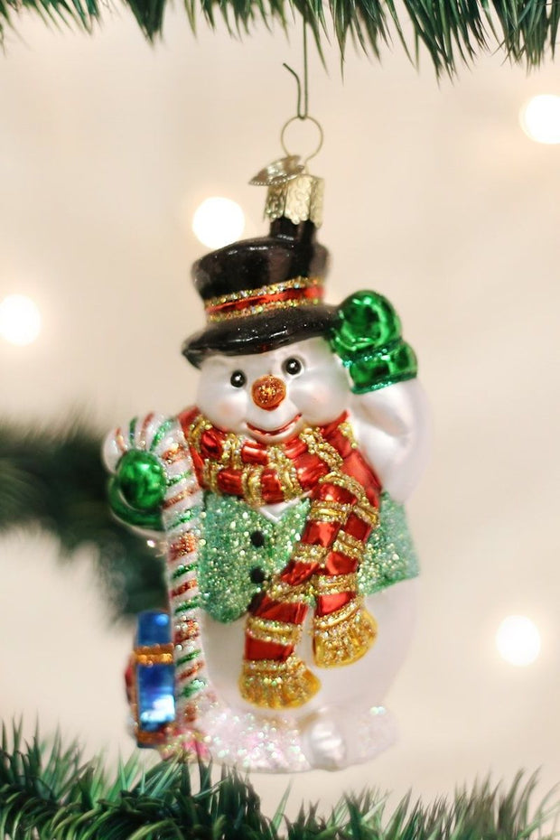 Candy Cane Snowman Ornament