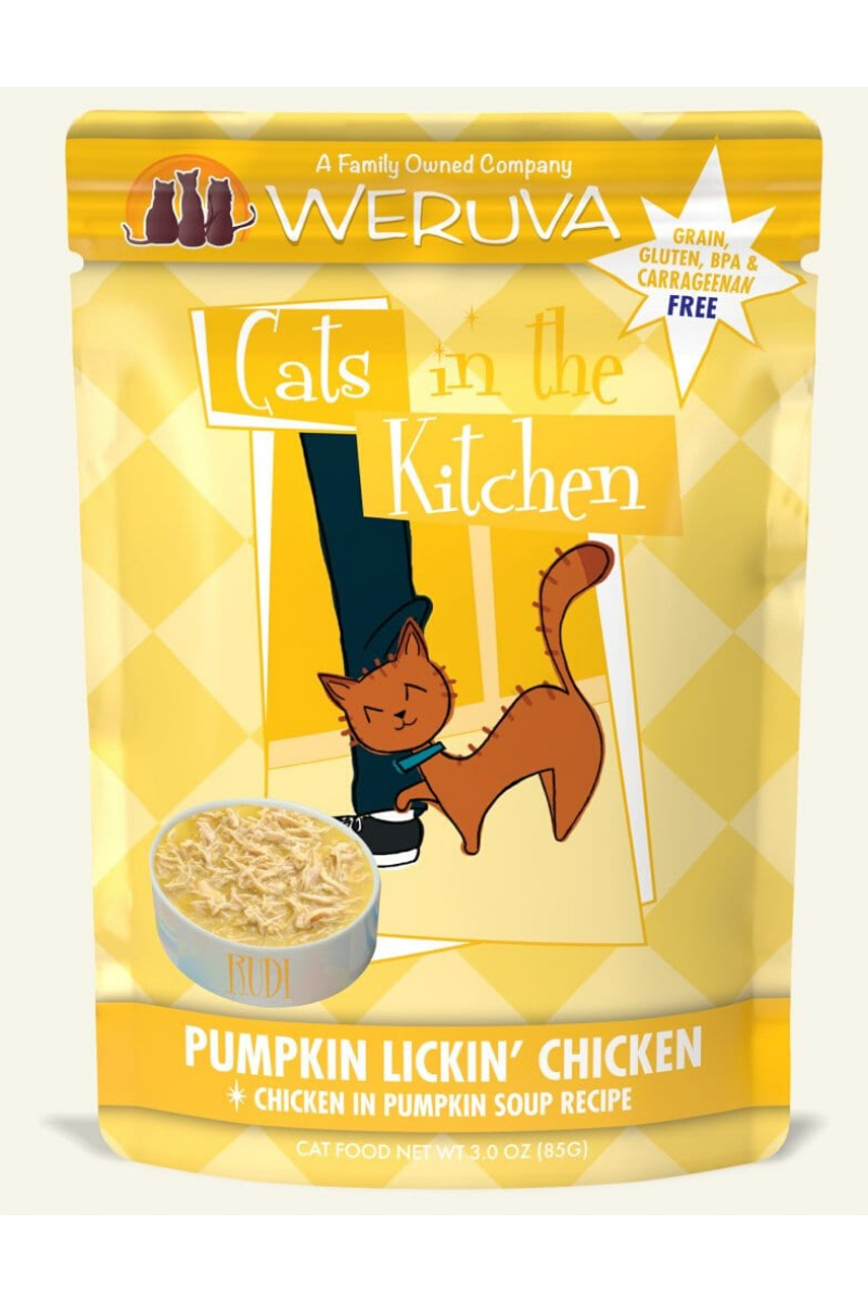 Weruva Cats In The Kitchen Originals Pumpkin Lickin' Chicken Chicken in Pumpkin Soup Recipe Pouch 3 oz