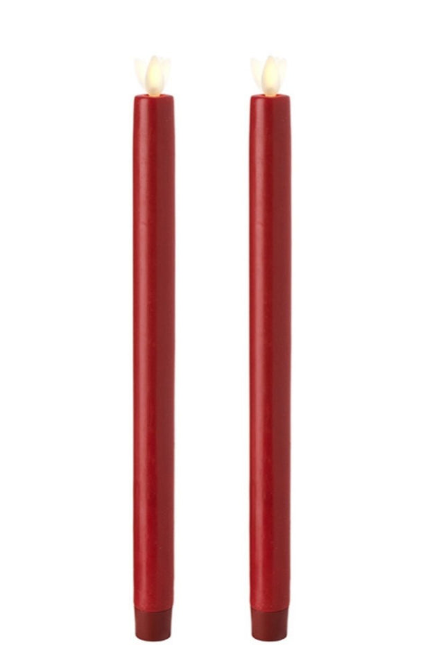 CANDLE, 12" TAPER SET/2 RED UN