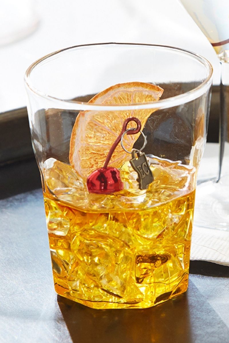 Old Fashioned Cocktail Ornament 3.5" Yellow