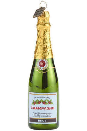 ORN, MERRY XMAS CHAMPAGNE 5"