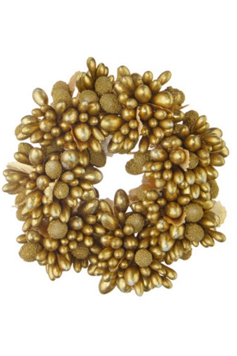Raz Beaded Gold Berry Candle Ring 4.5"