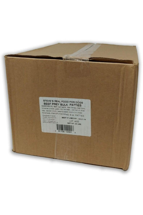Steve's Real Food Frozen Raw Prey Beef Patties 20 lb
