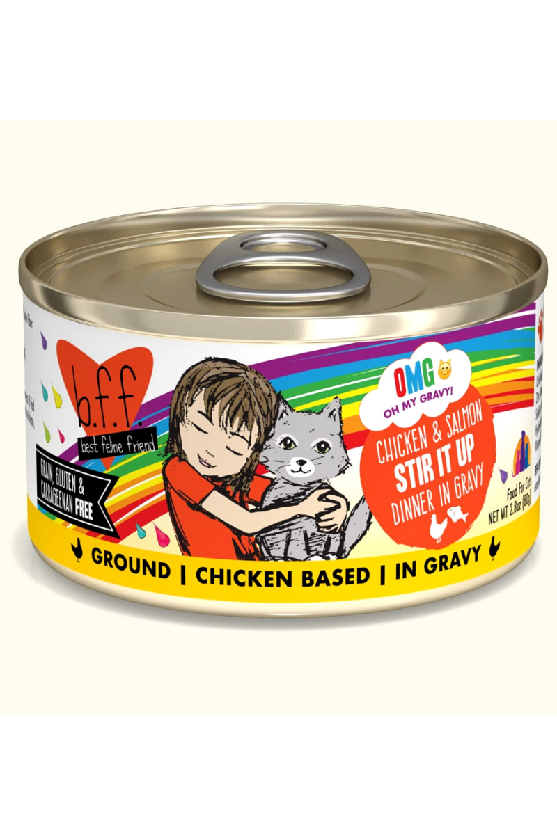 Weruva BFF OMG Stir It Up! Chicken & Salmon in Gravy Wet Canned Cat Food 2.8 oz