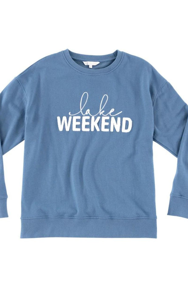 Shiraleah "Lake Weekend" Blue Sweatshirt Medium
