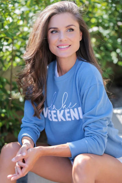 Shiraleah "Lake Weekend" Blue Sweatshirt Large