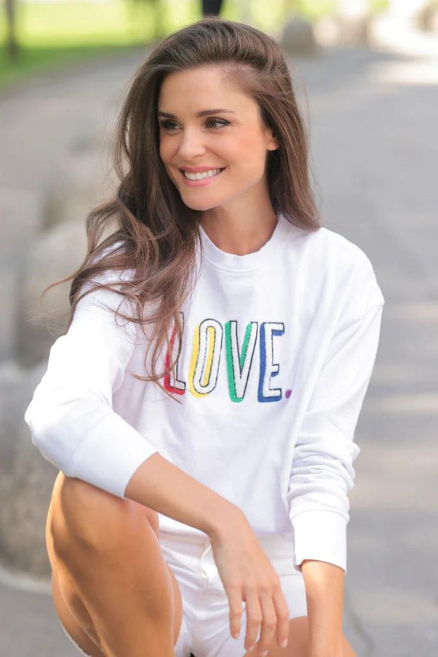Shiraleah "Love" White Sweatshirt Large
