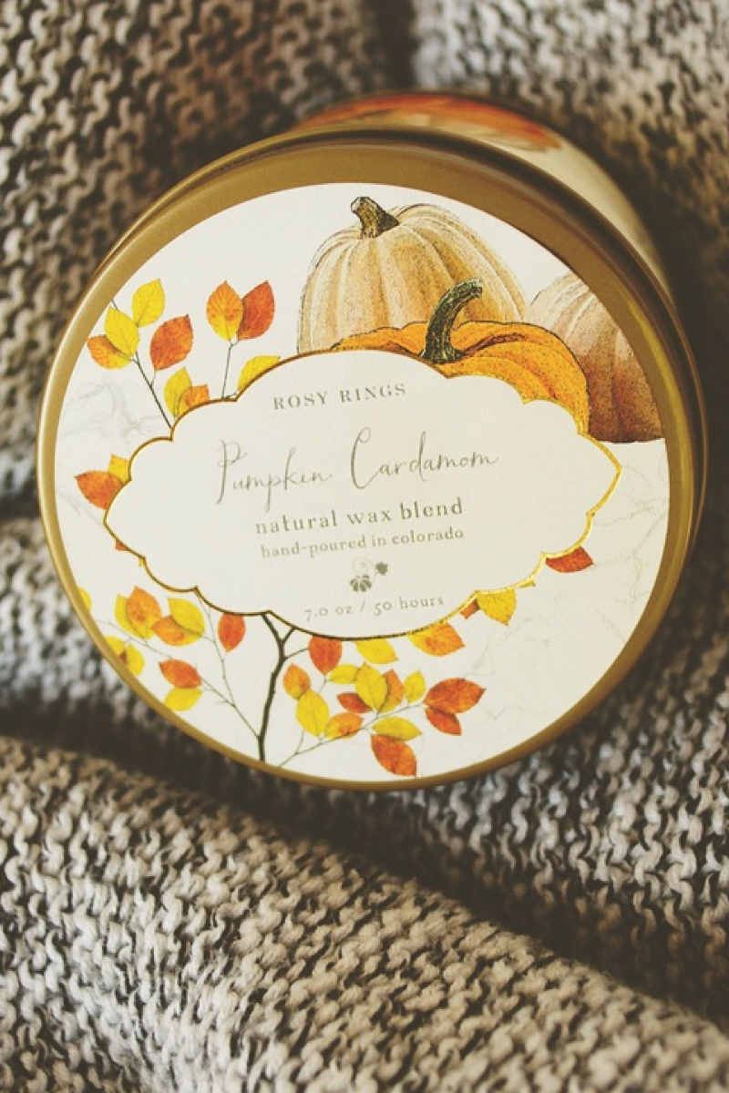 CANDLE, SIG TIN PUMPKIN CARDAM