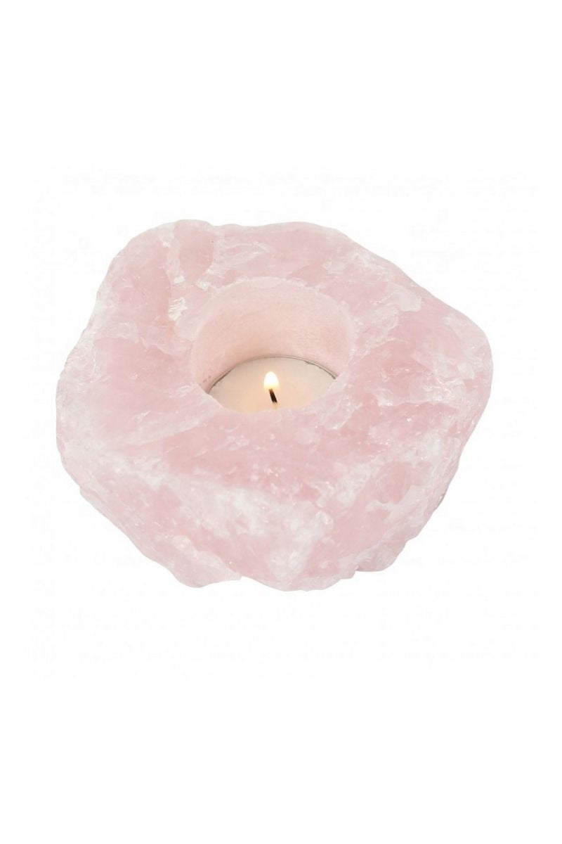 CANDLEHOLDER, ROSE QUARTZ