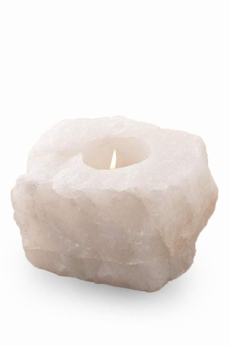 CANDLEHOLDER, WHITE QUARTZ