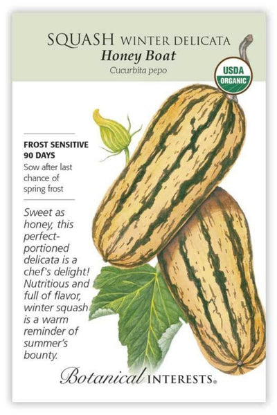 Botanical Interests Honey Boat Winter Delicata Squash Organic Seeds