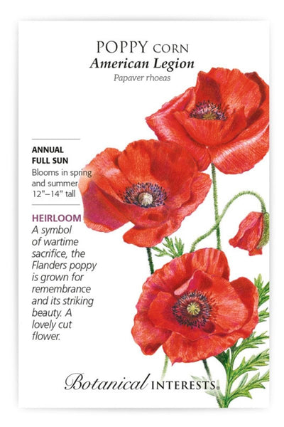 Botanical Interests American Legion Corn Poppy Seeds