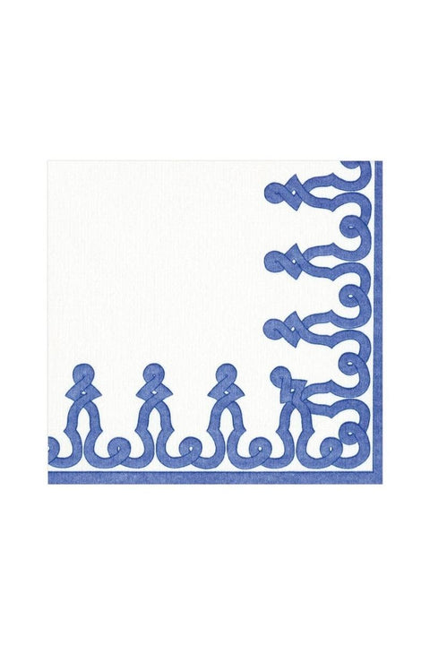 Caspari Dessin Passementerie Blue Linen Luncheon Napkins