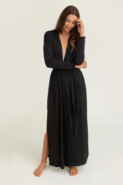 ROBE, WOMENS DUSTER BLK XXS/XS