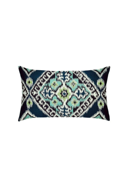 Elaine Smith Ikat Diamond Peacock Pillow with Faux Down 12"x20"