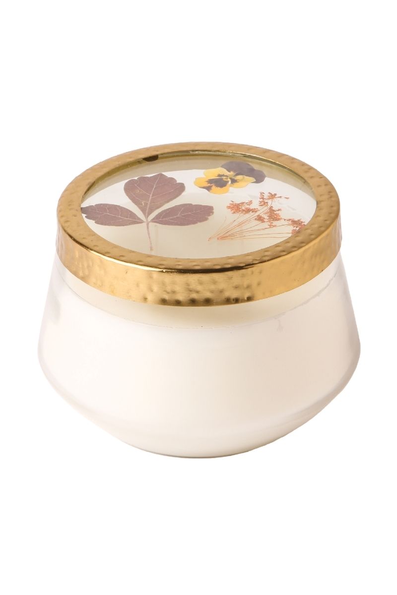 CANDLE, FLORAL PRESS PUMPKIN C