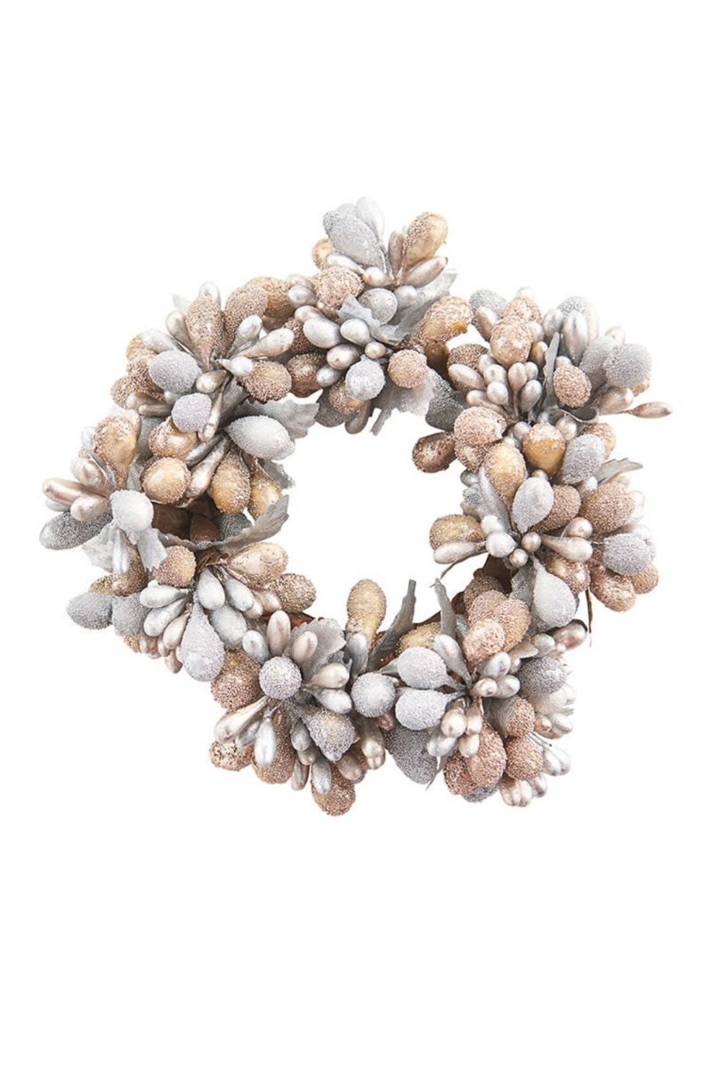 Beaded Berry Candle Ring 4.5" Multi