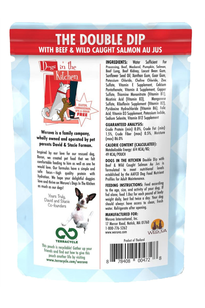 Weruva Dogs In The Kitchen The Double Dip with Beef & Wild Caught Salmon Au Jus Pouch 2.8 oz