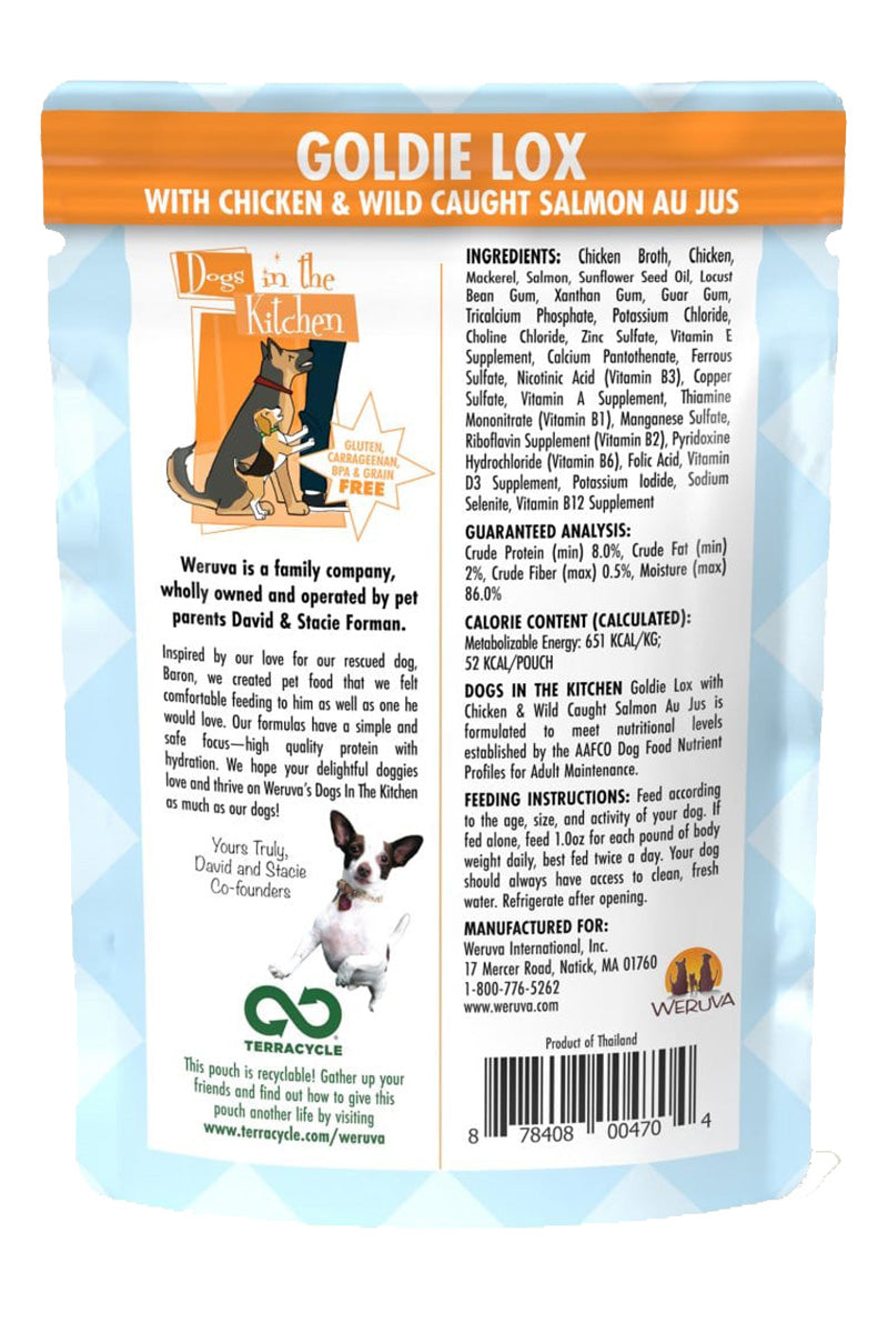 Weruva Dogs In The Kitchen Goldie Lox with Chicken & Wild Caught Salmon Au Jus Pouch 2.8 oz