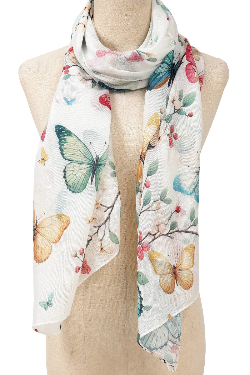 Butterfly Scarf White/Multi