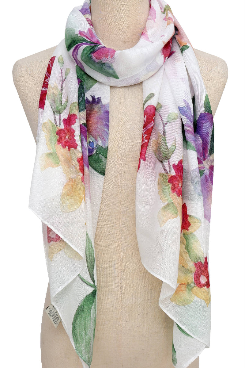 Watercolor Orchid Scarf Multicolor