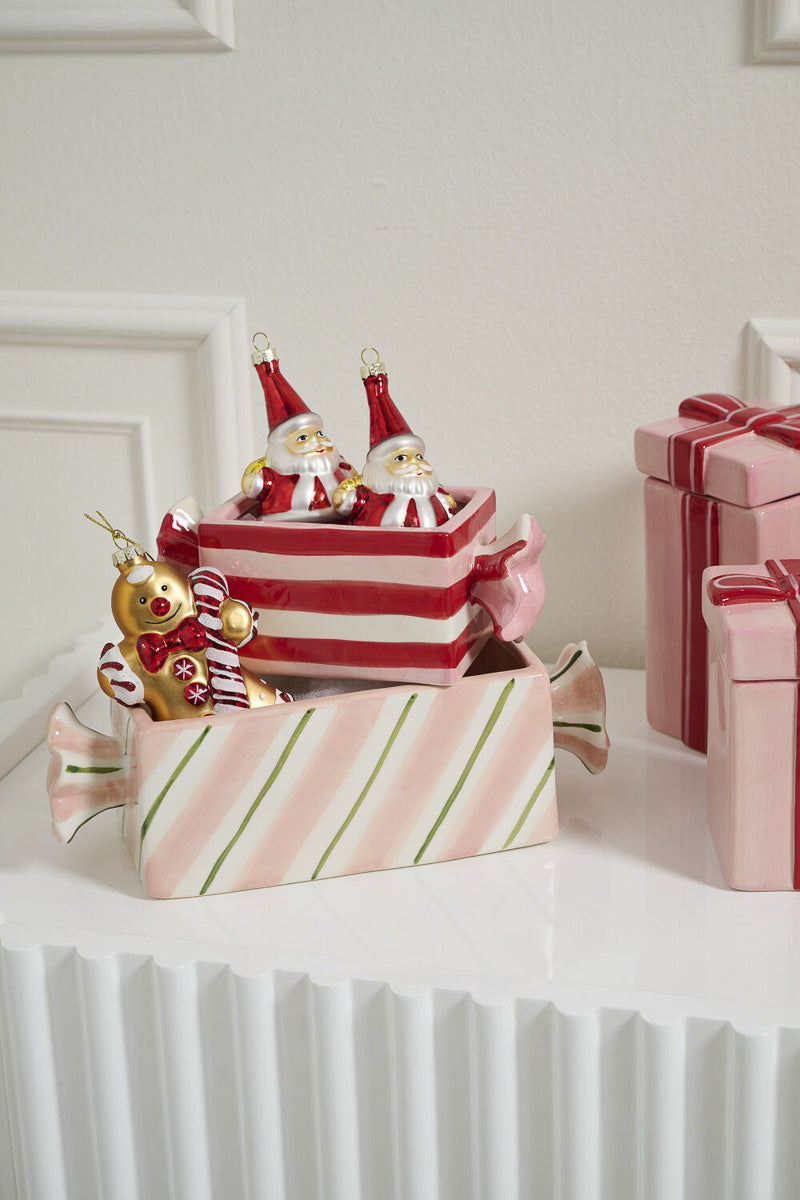 Bourbon Planter 8.25"x 3.5"x 3" Red & White