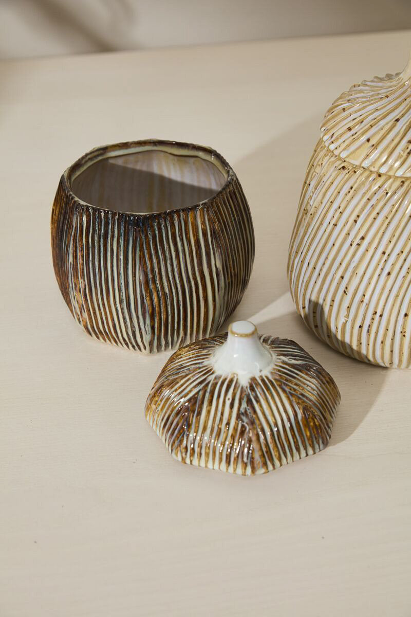 Sweet Birch Canister 6"x 7.75" Brown