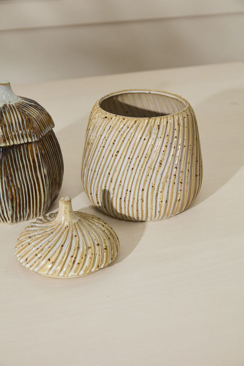 Sweet Birch Canister 7"x 9" Tan