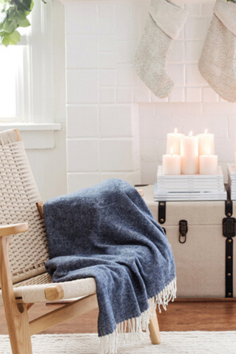 Lands Downunder Italian Herringbone Throw Navy