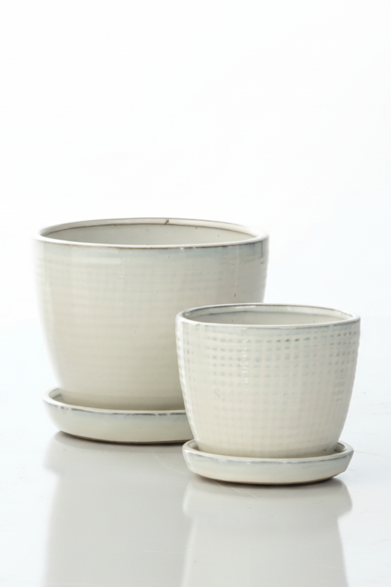 Alfresco Aida Check Petits Pots Saucer Large White