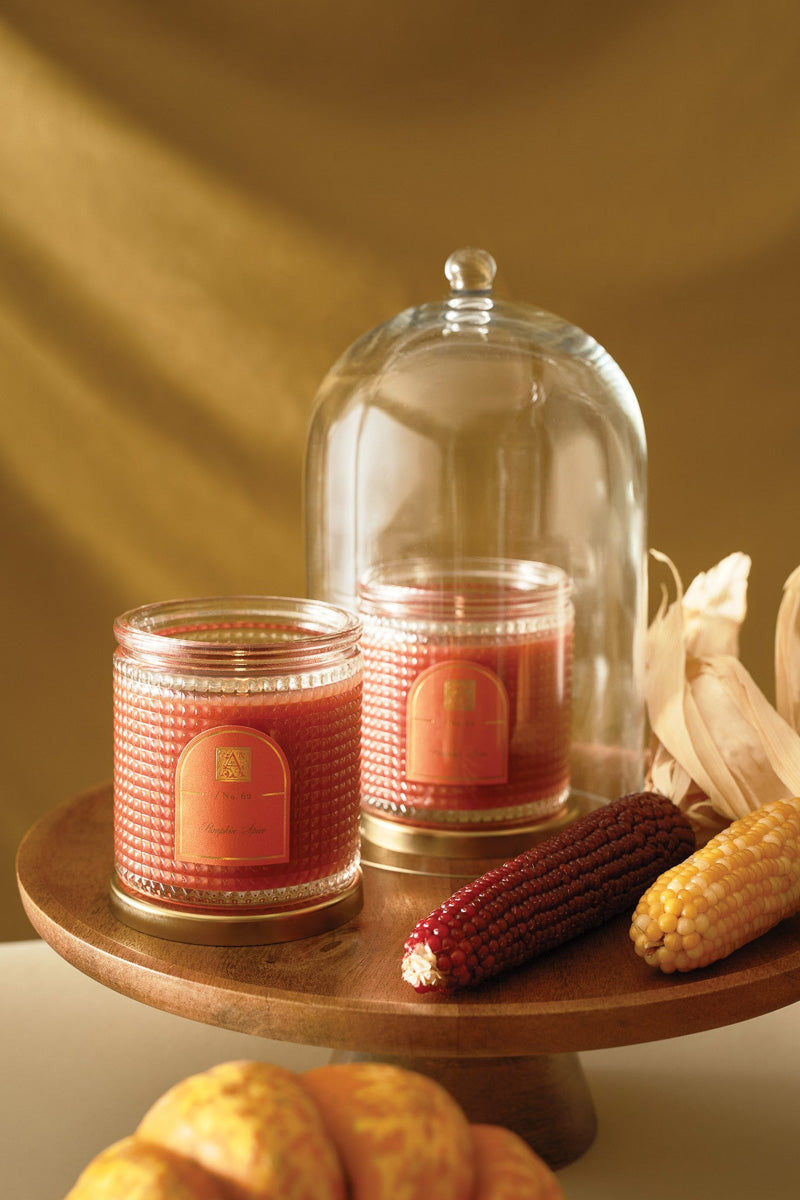 Aromatique Pumpkin Spice Textured Glass Candle with Metal Lid 6 oz