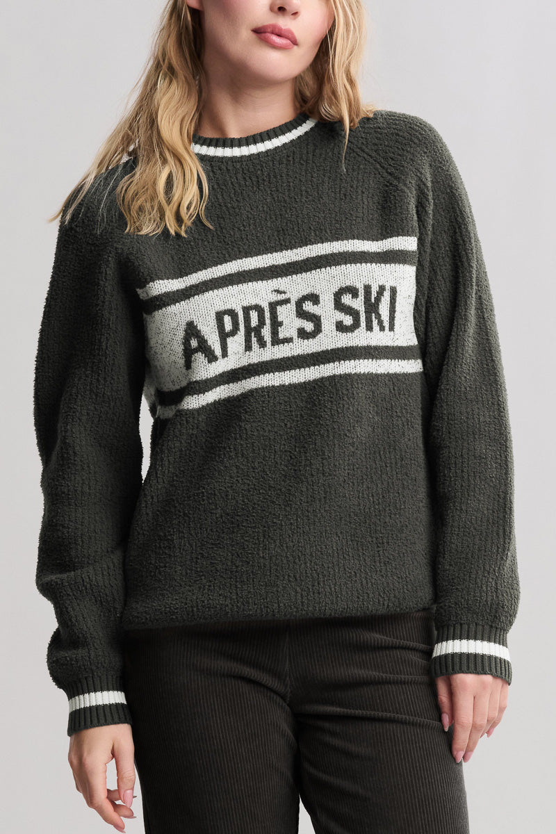 CozyChic Cotton Apres Pullover Dark Moss Cream 00