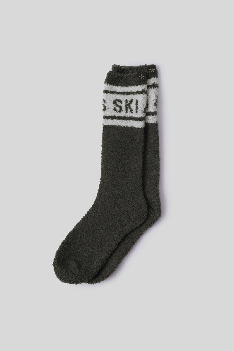CozyChic Apres Ski Socks Dark Moss Cream S/M