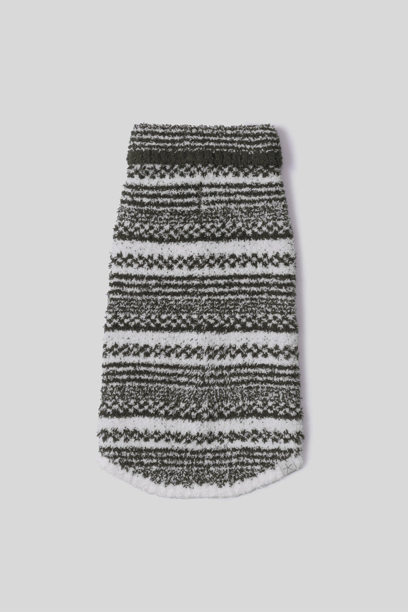 CozyChic Checkered Stripe Pet Sweater Extra Extra Large Dark Moss Pearl