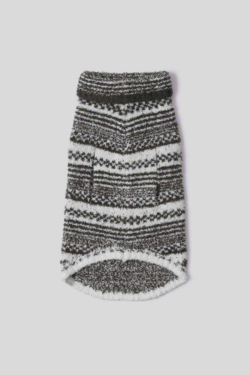 CozyChic Checkered Stripe Pet Sweater Extra Extra Large Dark Moss Pearl