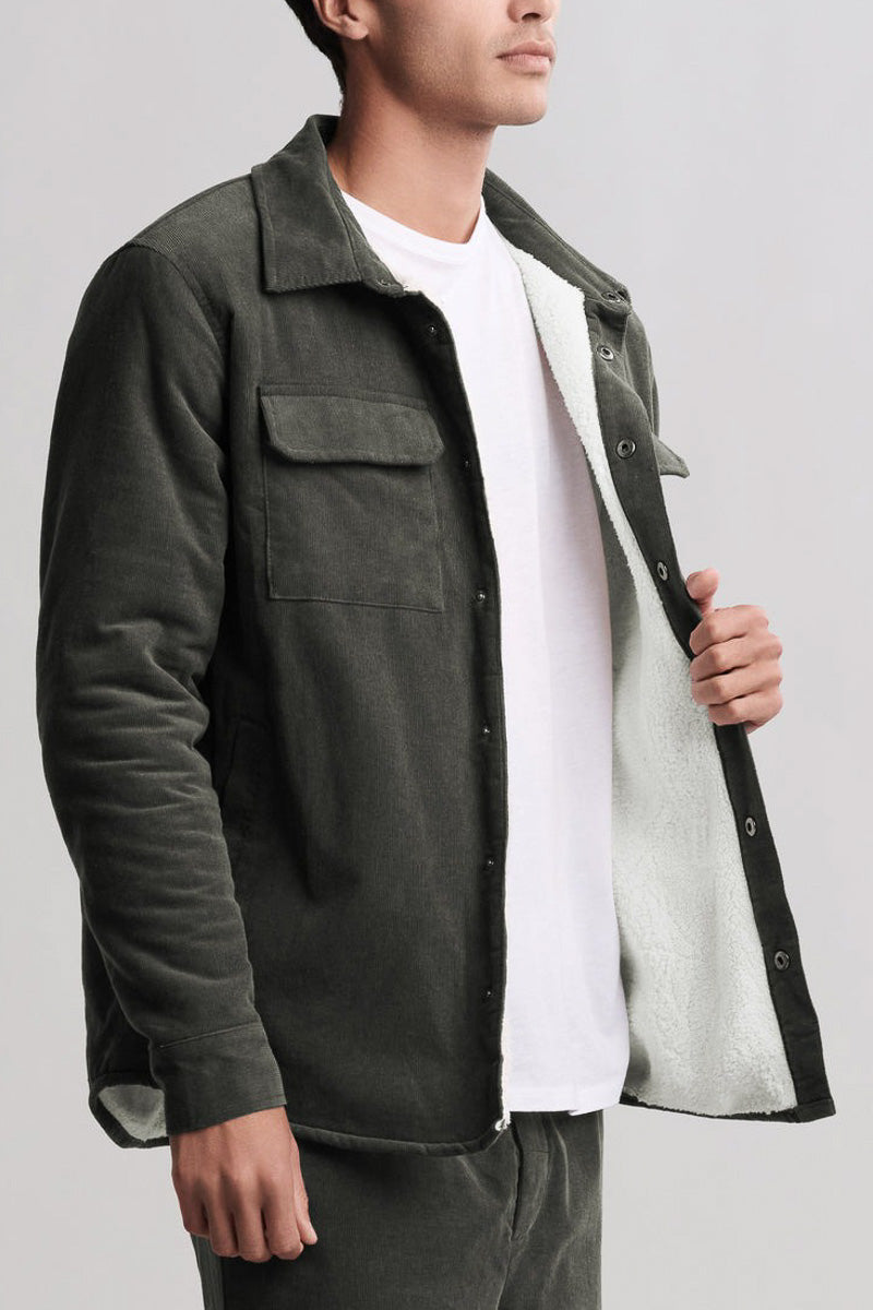 Barefoot Dreams MC Mens Corduroy Shirt Jacket Extra Large Dark Moss