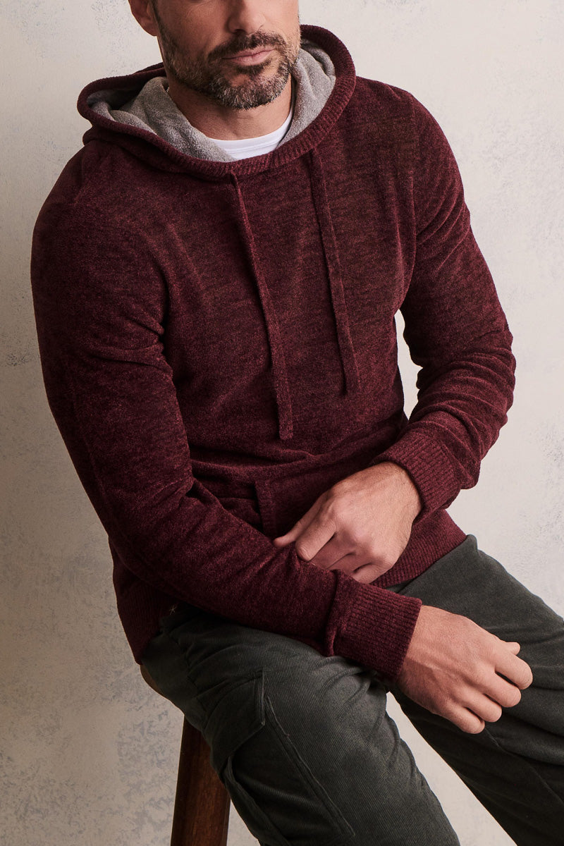 Barefoot Dreams Mens CozyChic Ultra Lite Hoodie XL Deep Aubergine