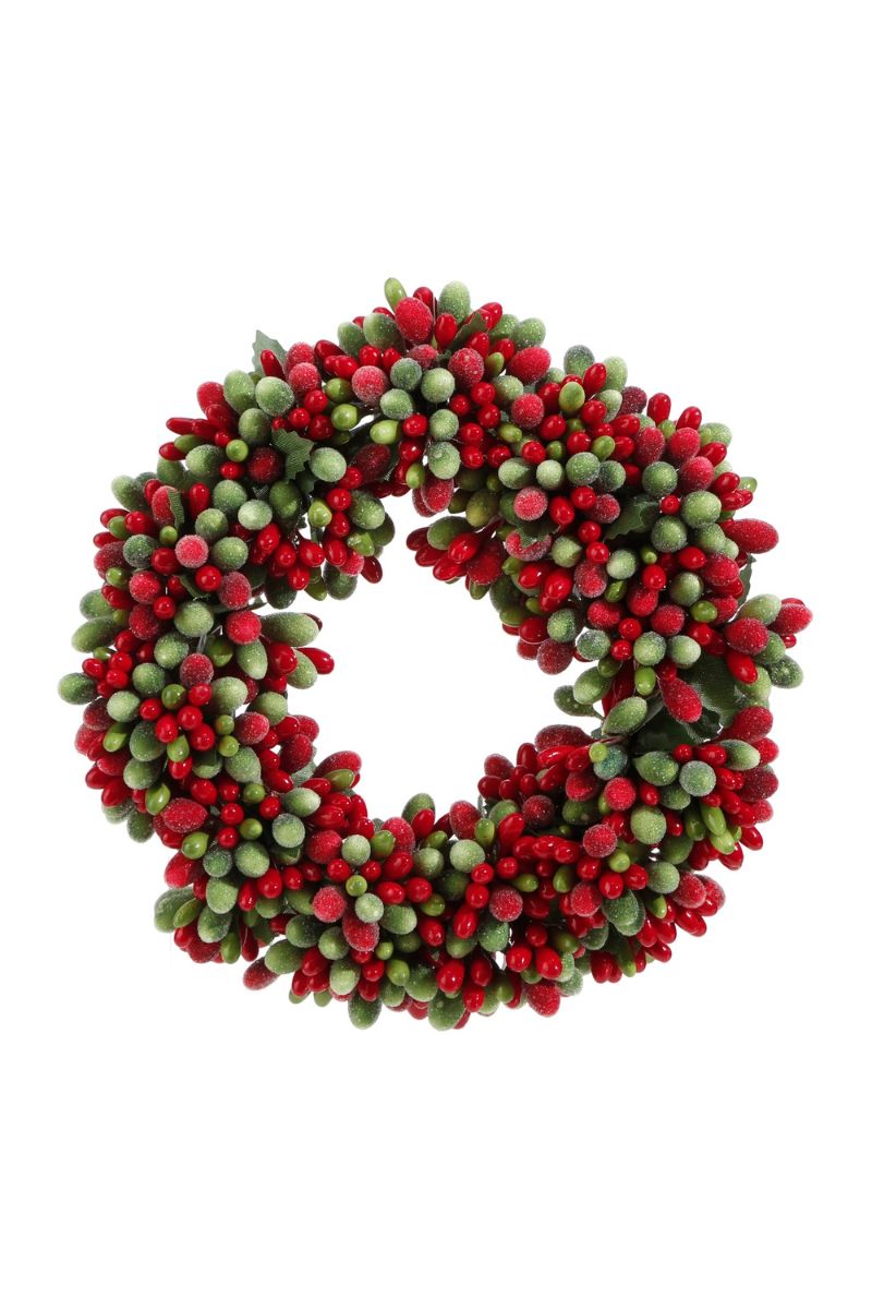 Beaded Berry Mini Wreath Candle Ring 6.5" Multi