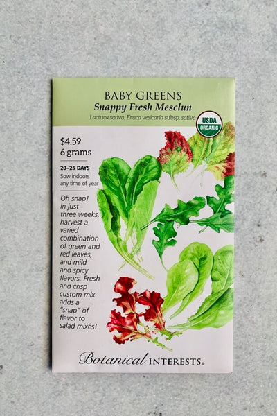 Botanical Interests Snappy Fresh Mesclun Baby Greens Organic Seeds