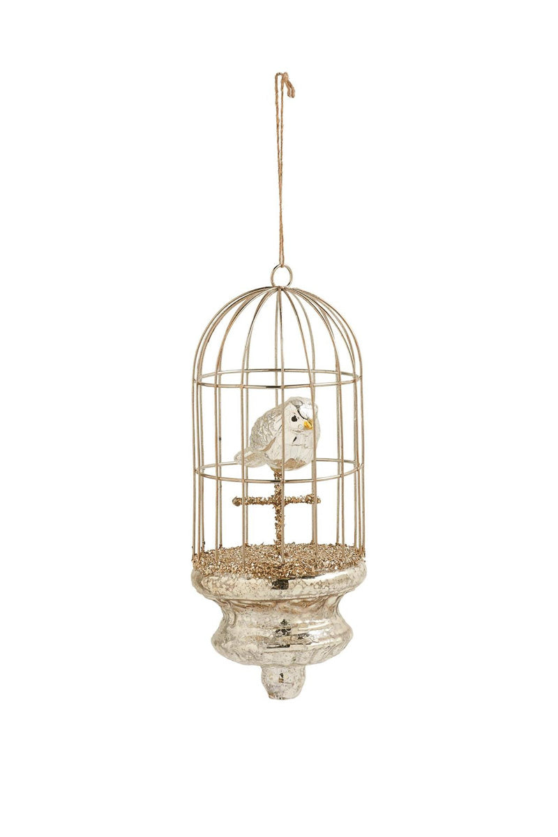 Birdcage Ornament 8.5" Mercury Glass